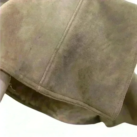 Vintage Morland's of England Long Lambskin & Suede Leather Women's Coat Sz 8 - Picture 11 of 14